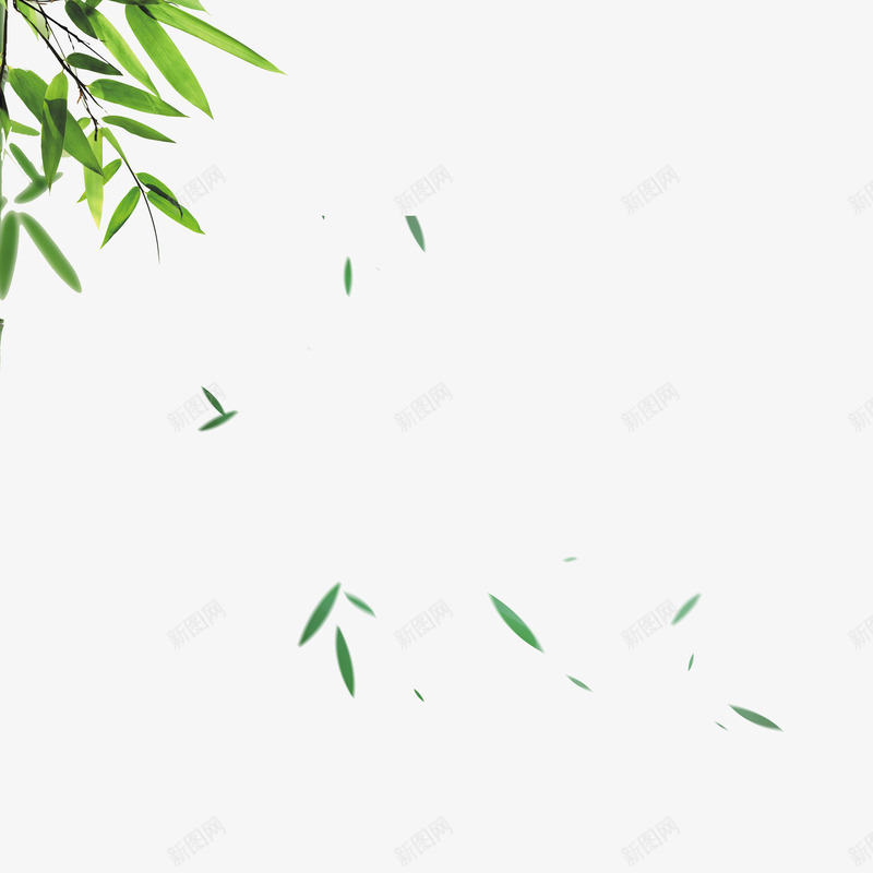 飘落的绿色竹叶psd免抠素材_88icon https://88icon.com 叶子 竹叶 竹子 飘落