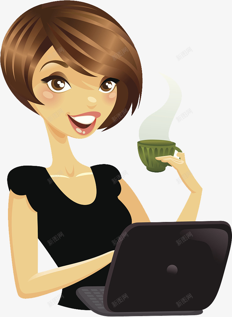 潮流插图品尝咖啡的摩登女郎png免抠素材_88icon https://88icon.com 咖啡 品尝咖啡 喝咖啡人物 喝咖啡的女士 潮流插图 短发女郎 绿色咖啡杯