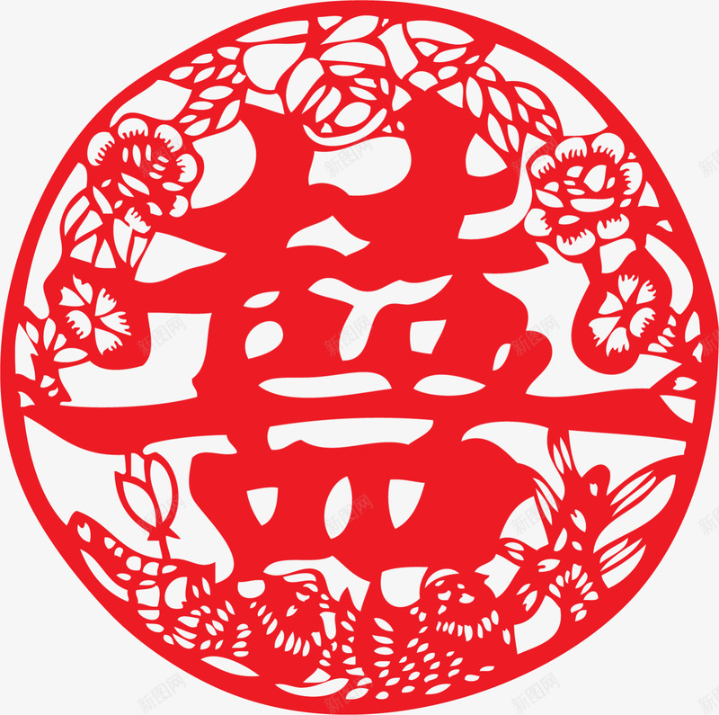 中国风红色双喜剪纸png免抠素材_88icon https://88icon.com 中国风剪纸 双喜剪纸 婚庆 婚礼 浪漫 爱情 结婚