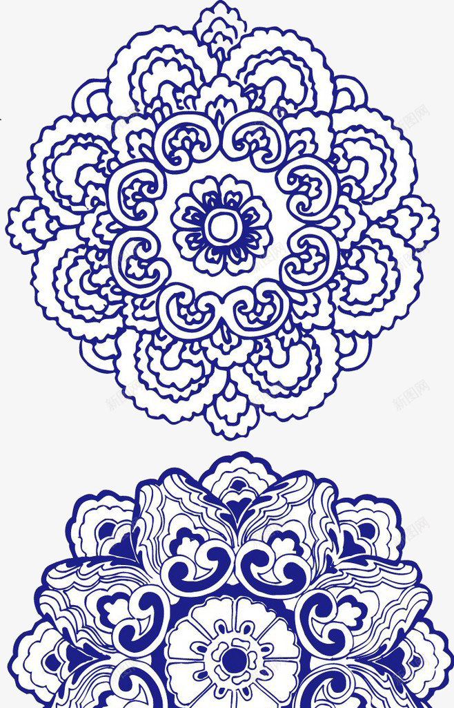 青花瓷图案矢量图eps免抠素材_88icon https://88icon.com 创意 图案 蓝色 青花瓷 矢量图