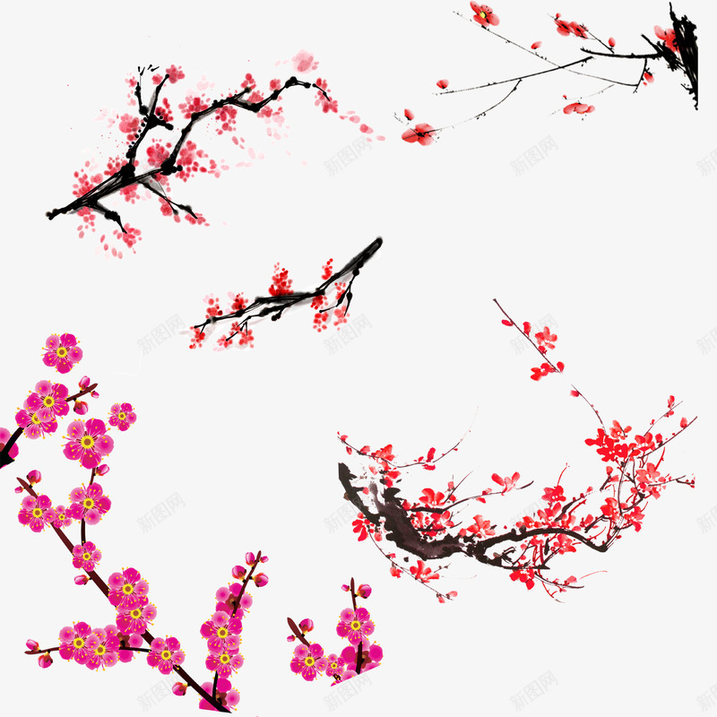 桃花梅花都是花png免抠素材_88icon https://88icon.com 枝 梅花 红梅 花