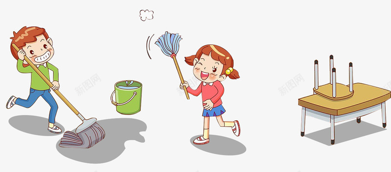 卡通学生psd免抠素材_88icon https://88icon.com 卡通 卡通学生 卡通男孩 女孩 打扫 打扫教室的学生打扫教室的学生 拖布 教师 课桌