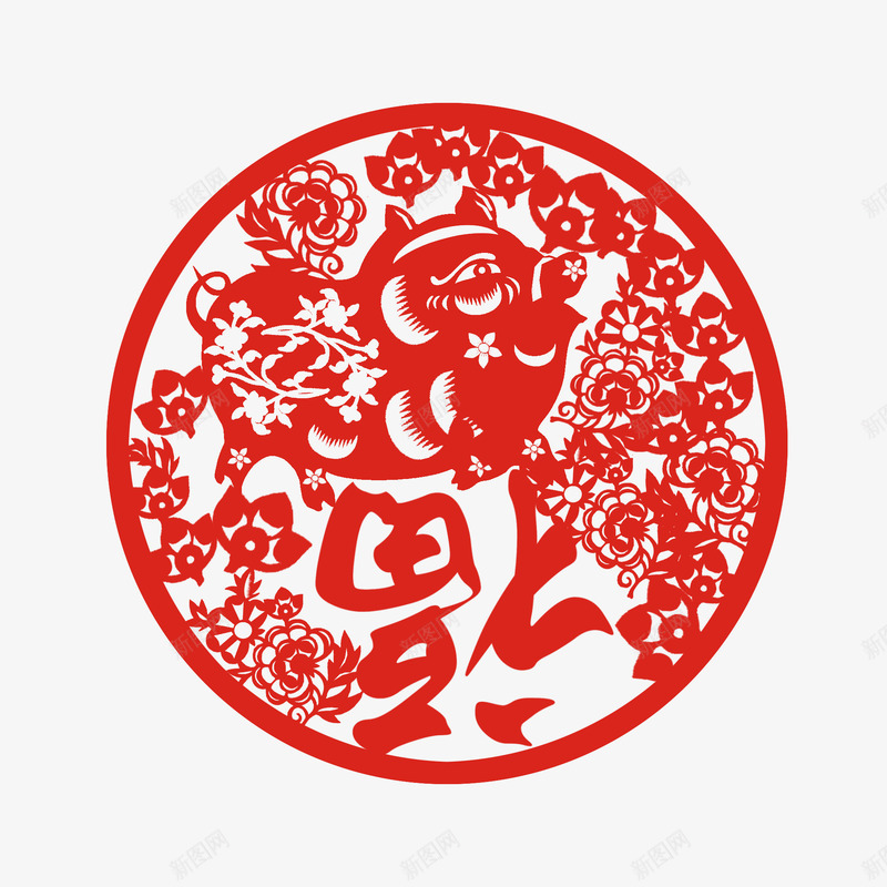 猪年福倒福到psd免抠素材_88icon https://88icon.com 倒福窗贴矢量 到福 喜庆 猪 花瓣