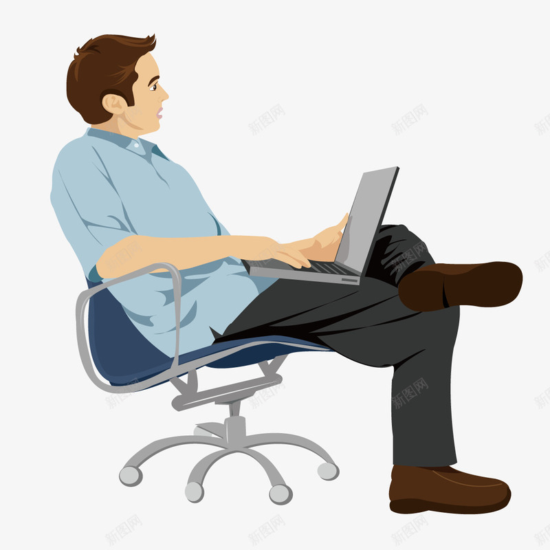 坐在凳子上玩电脑的男子矢量图ai免抠素材_88icon https://88icon.com 凳子 电脑 男子 矢量图
