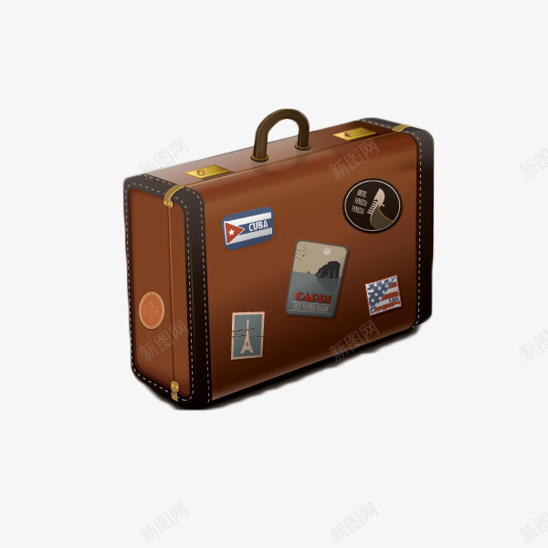 复古手提行李箱包png免抠素材_88icon https://88icon.com 复古 旅行 棕色 箱包 行李