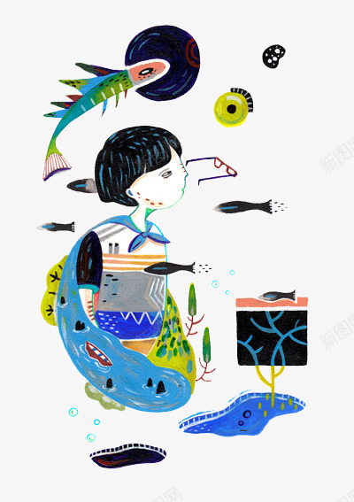 空气中游动的鱼png免抠素材_88icon https://88icon.com 小鱼 海底 游动 空气