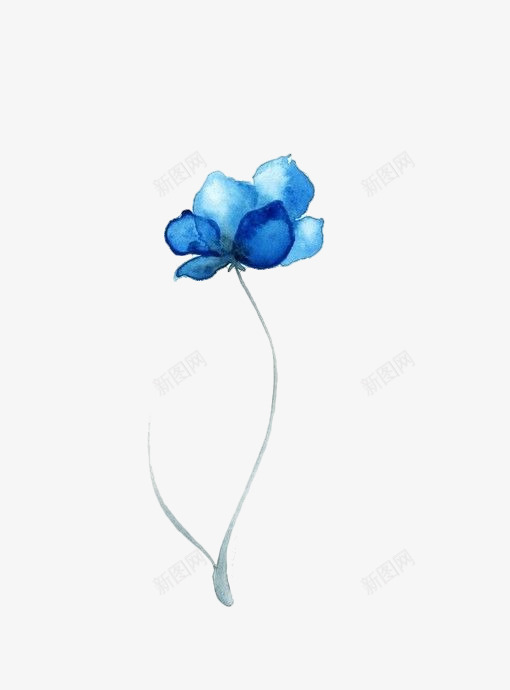 一朵蓝色莲花png免抠素材_88icon https://88icon.com 手绘 花瓣 莲花 蓝色
