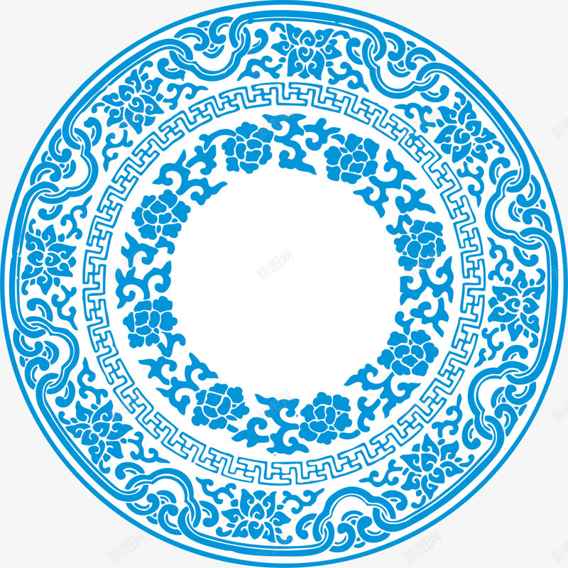 蓝色古典青花瓷背景png免抠素材_88icon https://88icon.com 中国风花纹 圆盘瓷器 瓷器背景 蓝色瓷器 青花瓷背景