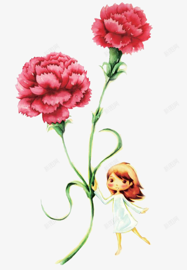 女生与康乃馨psd免抠素材_88icon https://88icon.com 38妇女节 女孩与康乃馨 妇女节康乃馨 粉红花朵 花