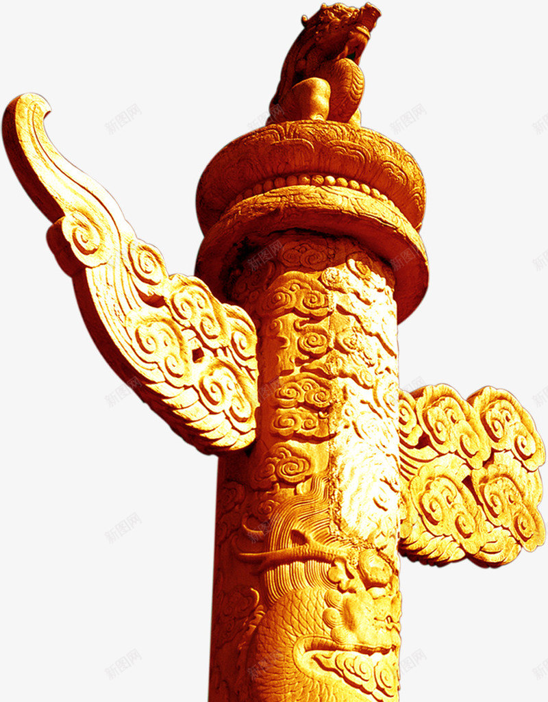 金色华表png免抠素材_88icon https://88icon.com 中国 中国风 华表 国庆 天安门 石柱 神殿柱子 象征 金色