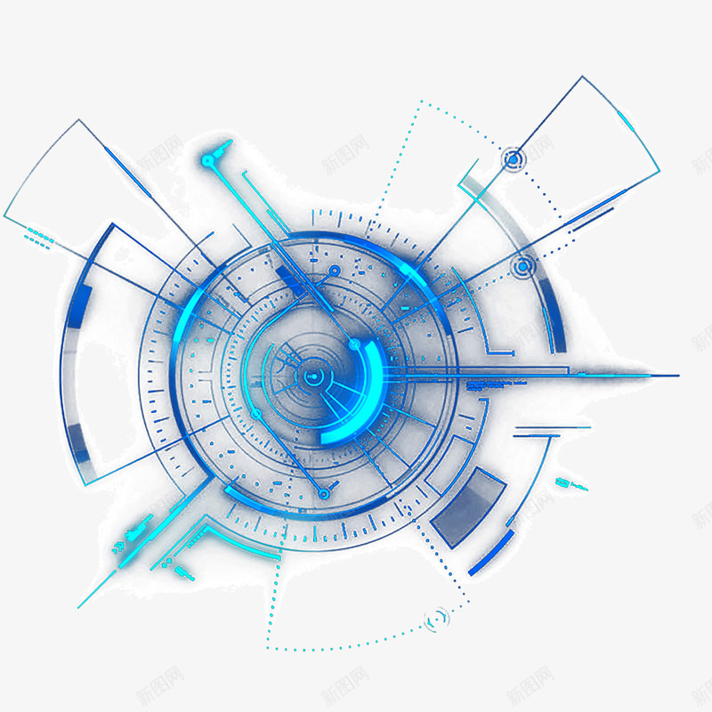 蓝色科技感线条装饰元素png免抠素材_88icon https://88icon.com PNG图片 元素 多边形 科幻 科技感 蓝色 装饰