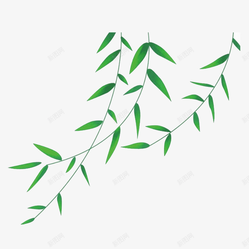 和风吹拂的柳枝插画png免抠素材_88icon https://88icon.com 卡通树枝 和风吹拂的柳枝插画 春天 柳枝 竹子 绿色树叶 踏青