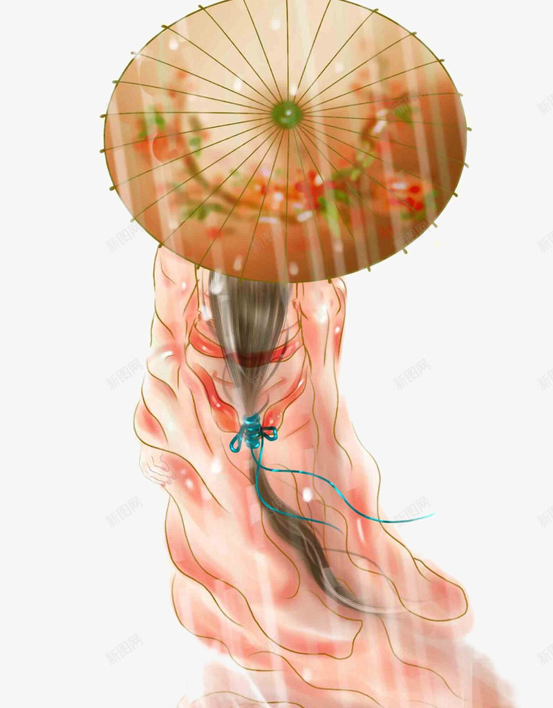 复古人物psd免抠素材_88icon https://88icon.com 中国风 人物 伞 古风 复古人物 梨花 梨花树 白色 美女 荷花