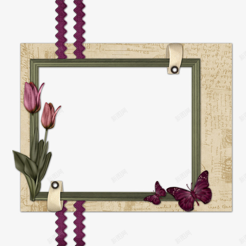 卡通相框花朵蝴蝶相框png免抠素材_88icon https://88icon.com 卡通相框 玉兰花 相框图案 相框图片 花朵 蝴蝶 边框 边框素描