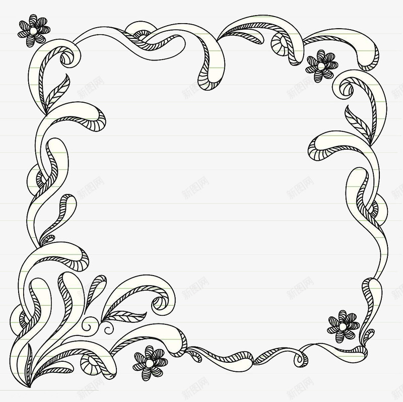 水纹线框png免抠素材_88icon https://88icon.com 水纹 花朵 装饰 边框纹理 铅笔线框 阴影