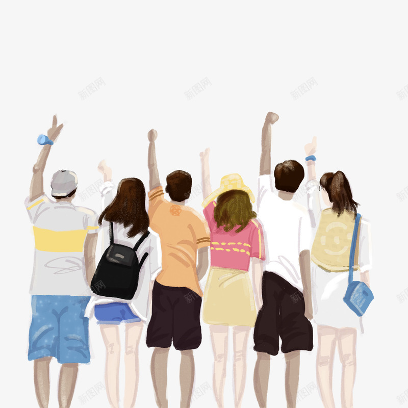 手绘卡通人物一群青年背影png免抠素材_88icon https://88icon.com 一群青年背影 中国青年 加油 加油图 卡通人物 奋斗 手绘 青春人物