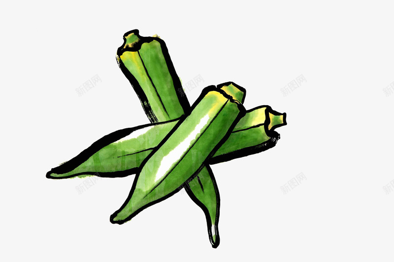 手绘秋葵png免抠素材_88icon https://88icon.com 吃食 秋葵 简约手绘 绿色 美食 美食涂鸦 蔬菜 食材 食物