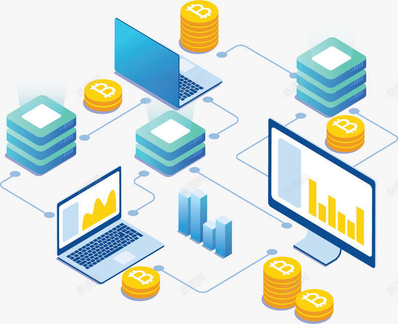 立体电脑的比特币矢量图ai免抠素材_88icon https://88icon.com 互联网 区块链 区块链模型 比特币 矢量png 金色比特币 矢量图