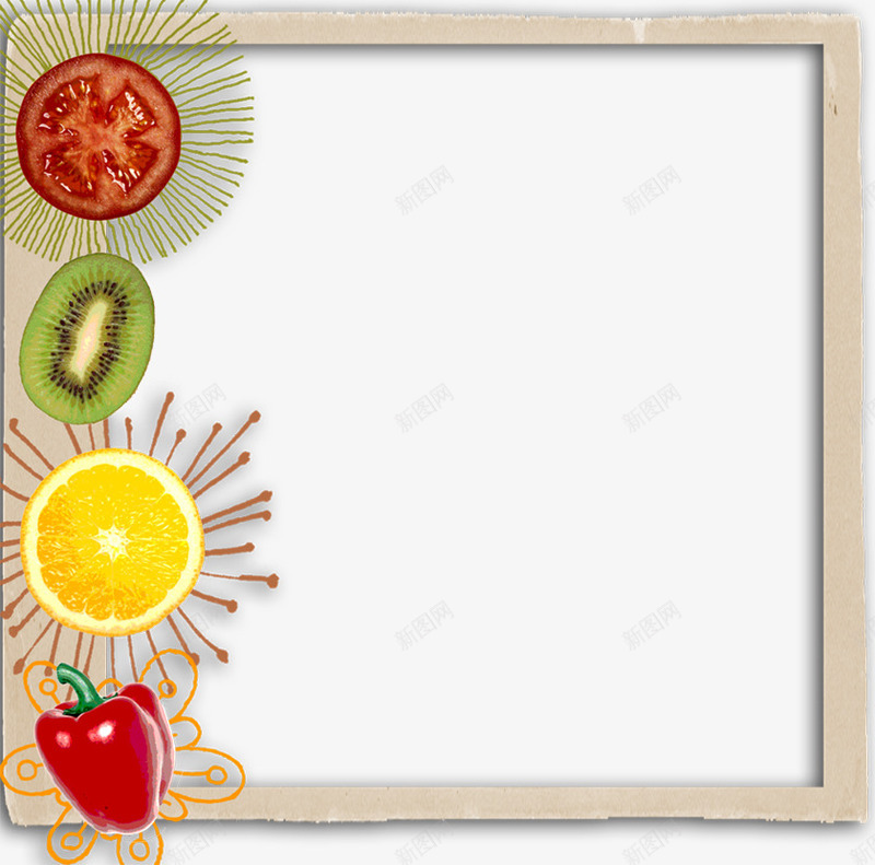 水果相框png免抠素材_88icon https://88icon.com 卡通边款 唯美 手绘水果相框 边款