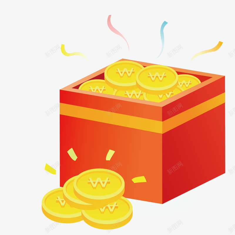 装着金币的盒子矢量图ai免抠素材_88icon https://88icon.com 盒子 装着 金币 矢量图