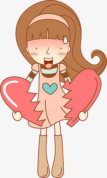 一个捧着破碎心的尴尬女孩png免抠素材_88icon https://88icon.com 卡通手绘 小女孩 尴尬 尴尬卡通 无奈的表情 流汗的人 窘迫