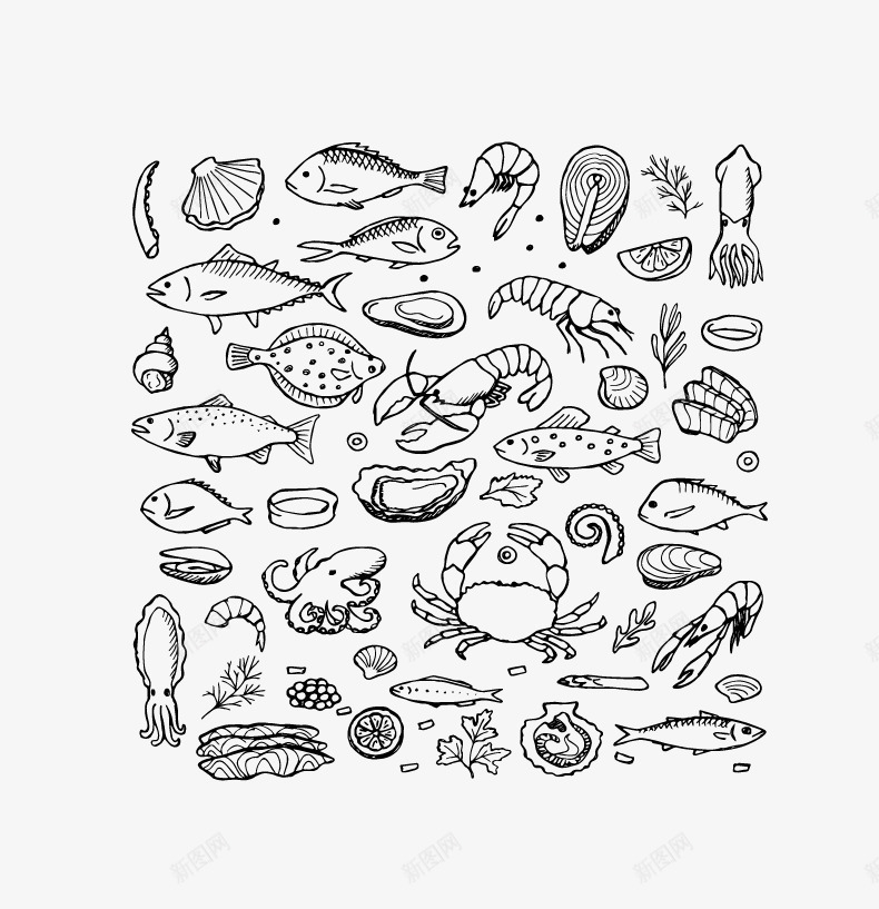 海鲜矢量图eps免抠素材_88icon https://88icon.com 海鲜 矢量螃蟹 虾 螃蟹 鱼 矢量图