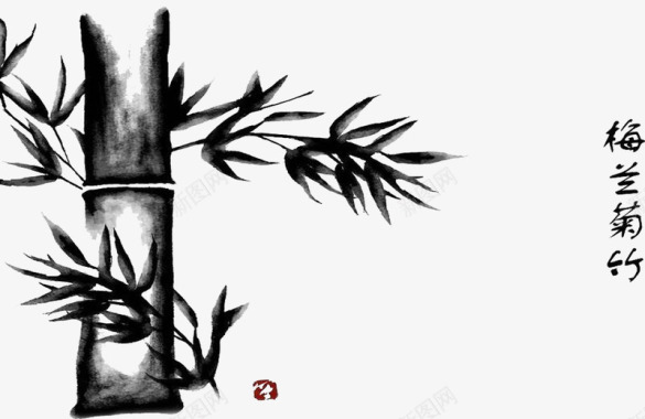 中国国学国学竹子水墨画图标图标