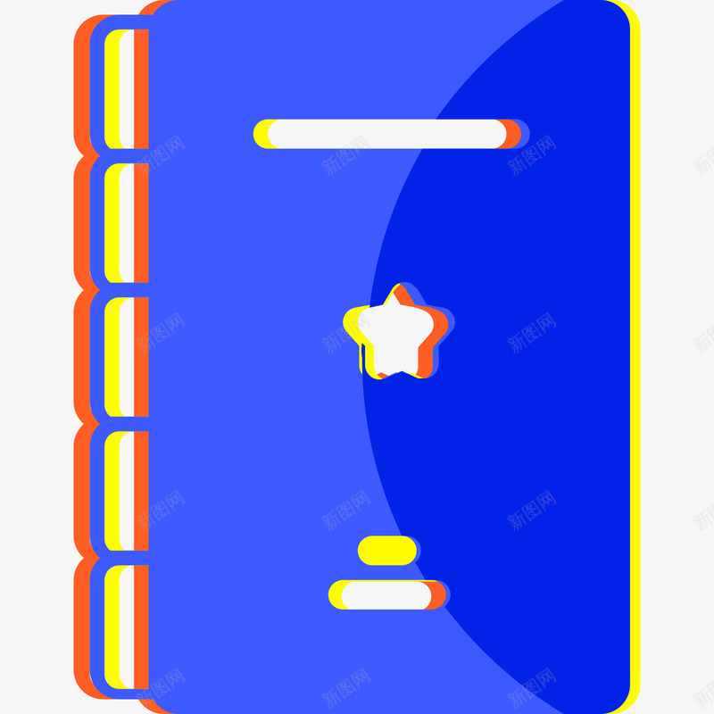 蓝色圆角书本元素矢量图eps免抠素材_88icon https://88icon.com 五角星 商务 圆角 扁平化 白色 科技 蓝色 记录 矢量图