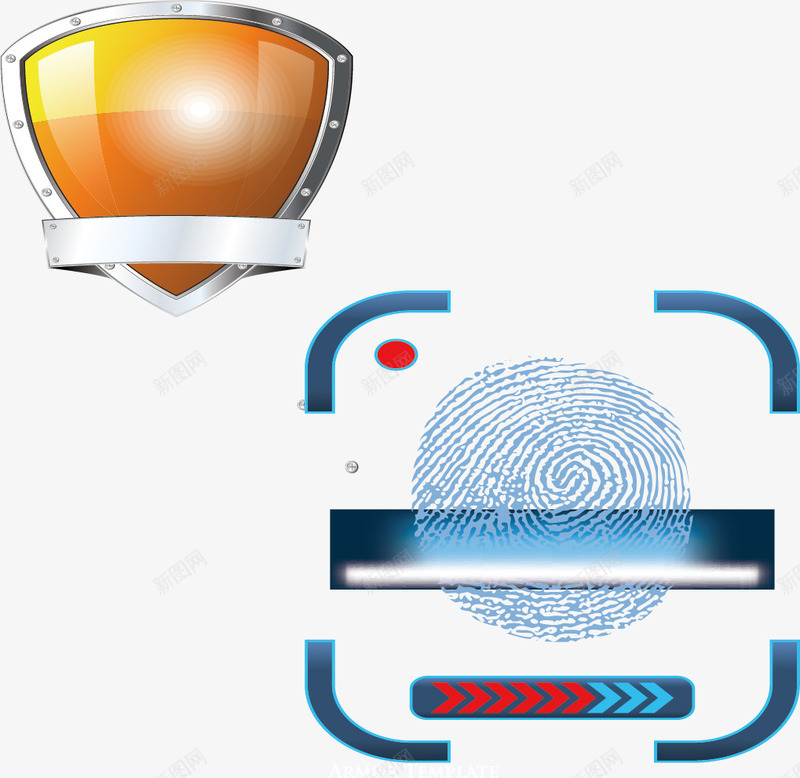 网络安全png免抠素材_88icon https://88icon.com 安全盾牌 指纹识别 网络安全