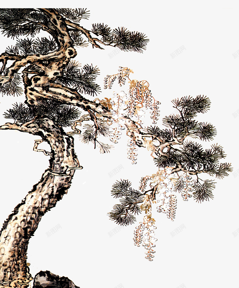 中国风迎客松png免抠素材_88icon https://88icon.com 中国传统文化品茶图 中国风 中式风格水墨画背景 中式风格迎客松 山水画背景 毛笔水墨素材