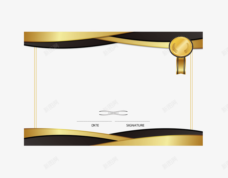 金色徽章边框矢量图ai免抠素材_88icon https://88icon.com 徽章证书 矢量png 证书 证书模板 资格证 金色徽章 金色边框 矢量图