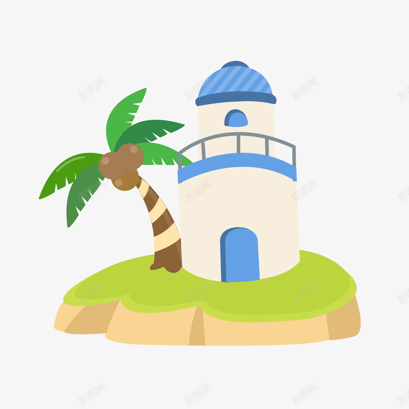 海边沙滩装饰png免抠素材_88icon https://88icon.com 椰子树 沙滩装饰 眺望台