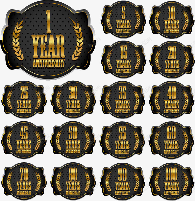 金色华丽周年庆标志psd免抠素材_88icon https://88icon.com 标志素材 金色华丽周年庆图片 金色周年庆图片
