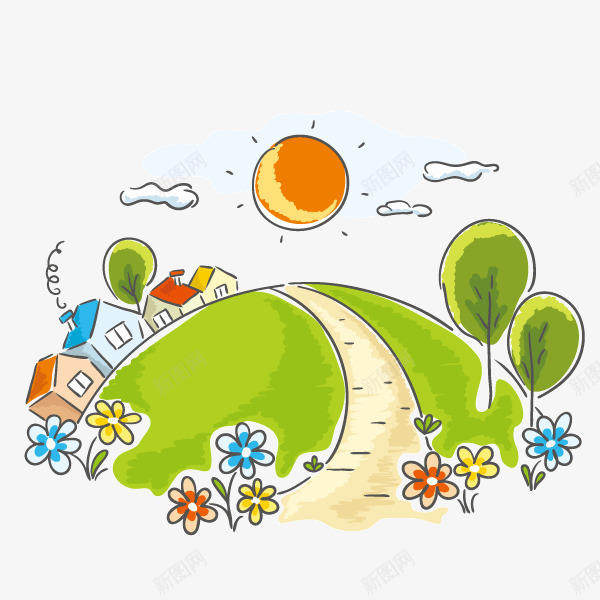 手绘专辑草地阳光png免抠素材_88icon https://88icon.com 手绘专辑 草地 阳光