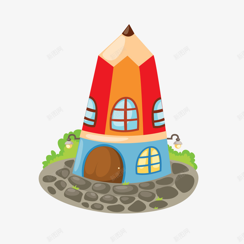 卡通矢量图ai免抠素材_88icon https://88icon.com 卡通 卡通房子 卡通插画 可爱 可爱卡通 铅笔房子 矢量图