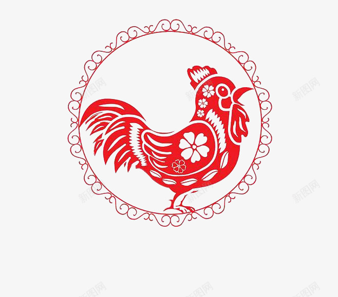 红色鸡年元素png免抠素材_88icon https://88icon.com 2017年元素 公鸡 活动元素 红色剪纸 鸡年元素