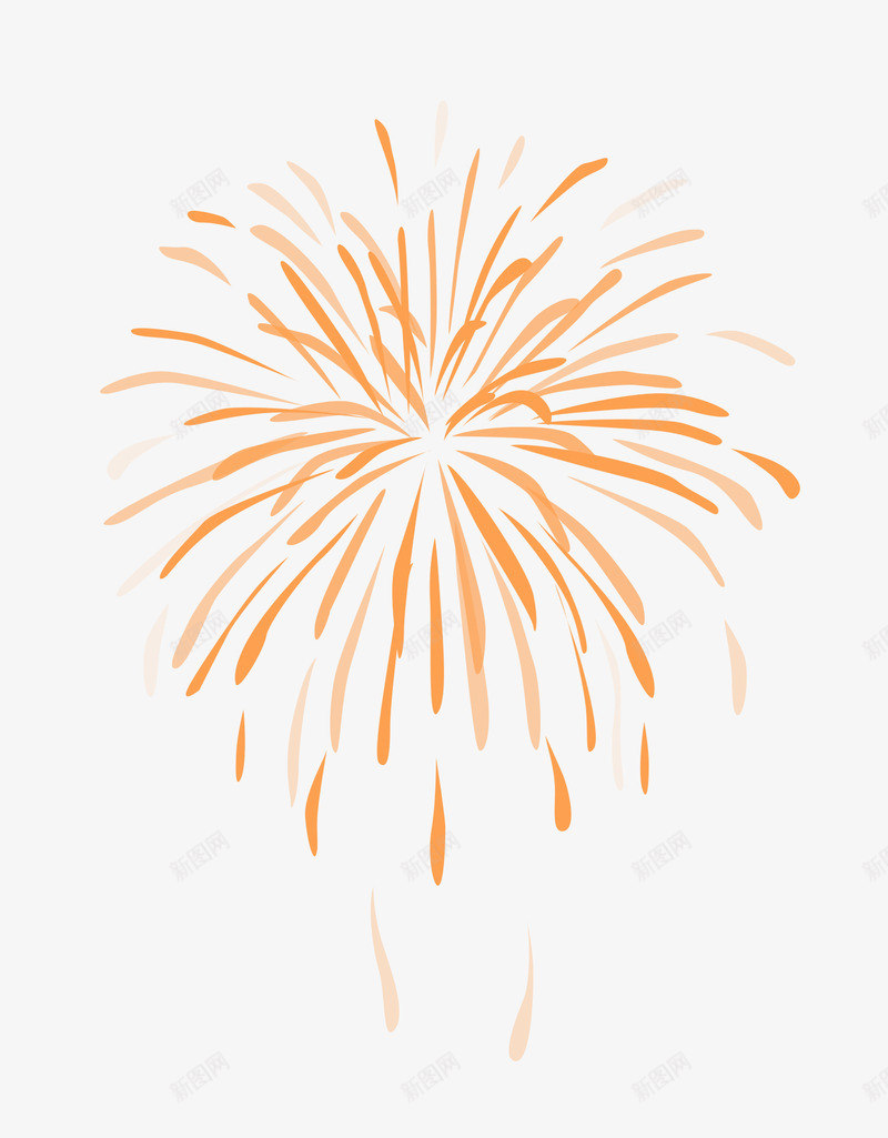 手绘橙色烟花png免抠素材_88icon https://88icon.com 免抠PNG 卡通 小清新 彩炮 散开的烟花 烟火 烟花特效 特效 生日礼花 礼花 节日烟火
