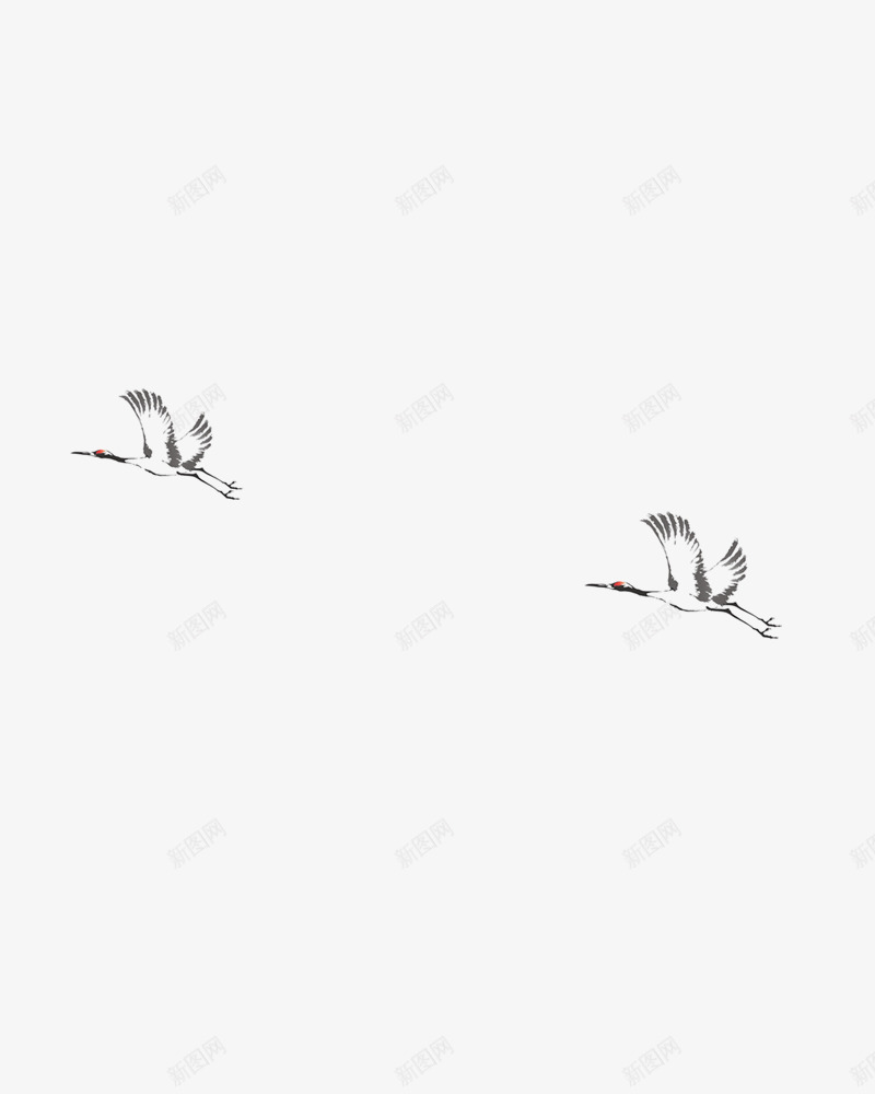 水墨画仙鹤飞翔png免抠素材_88icon https://88icon.com 两只 仙鹤 天空 水墨画 飞翔