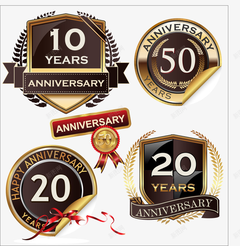周年庆徽章矢量图eps免抠素材_88icon https://88icon.com 实用 手绘 金质奖章 矢量图