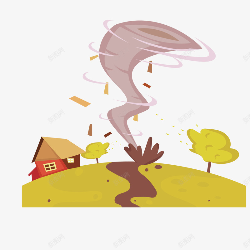 狂风暴雨矢量图ai免抠素材_88icon https://88icon.com PNG免抠图下载 地壳 房屋 气象灾害 装饰 龙卷风 矢量图