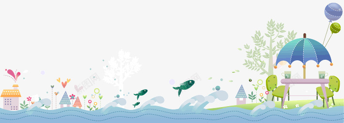 卡通可爱背景矢量图ai免抠素材_88icon https://88icon.com 儿童拍照背景 六一儿童节海报banner背景 卡通 卡通海洋 可爱 房子 树 棒棒糖 海洋 矢量图 跳跃的月