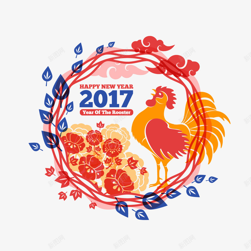 鸡年喜庆春节新年png免抠素材_88icon https://88icon.com 喜庆 新年 春节 鸡年