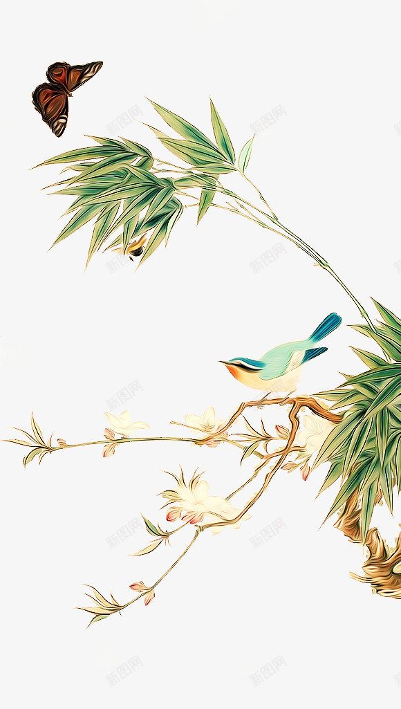 竹子蝴蝶png免抠素材_88icon https://88icon.com 小鸟 梅花 水墨画 油画 画 竹子 蝴蝶