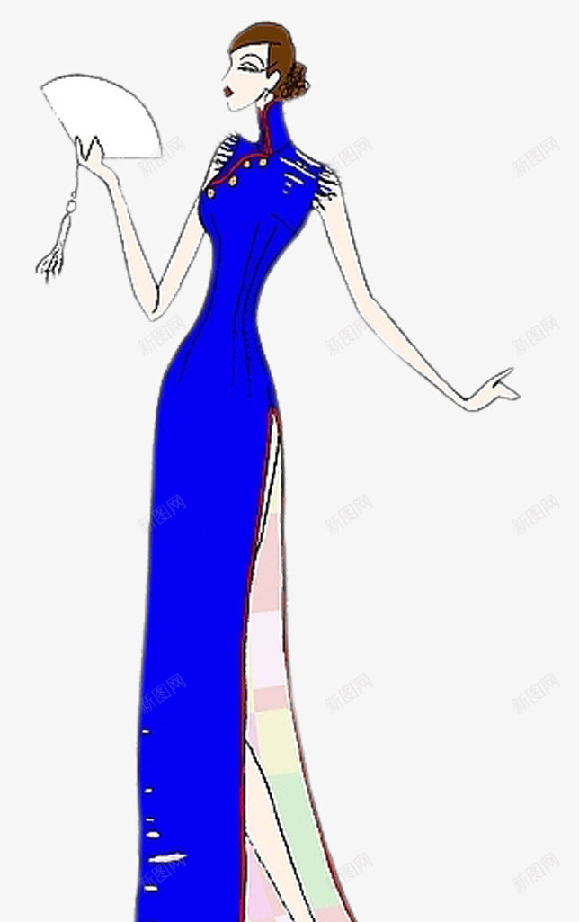 穿蓝色旗袍拿扇子的女人png免抠素材_88icon https://88icon.com 女人 扇子 旗袍 旗袍女人 蓝色旗袍 高贵女人