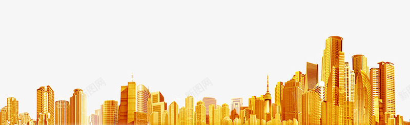 财富城市png免抠素材_88icon https://88icon.com 城市建筑 房地产 金色 金融