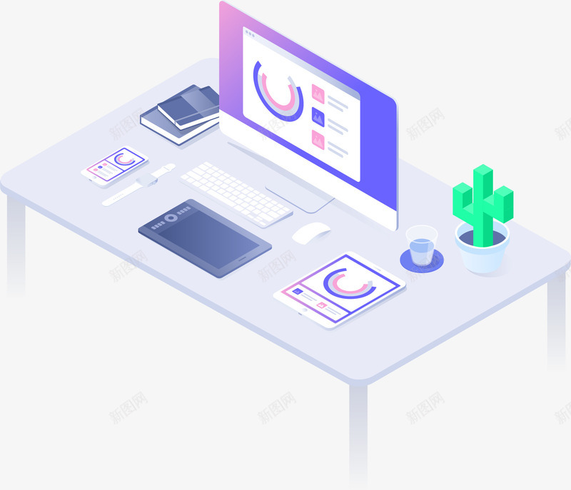 手绘25D商务科技插画矢量图ai免抠素材_88icon https://88icon.com 25D矢量办公插画 商务科技 扁平商务25D插画 样机 电脑 网络 设计 矢量图