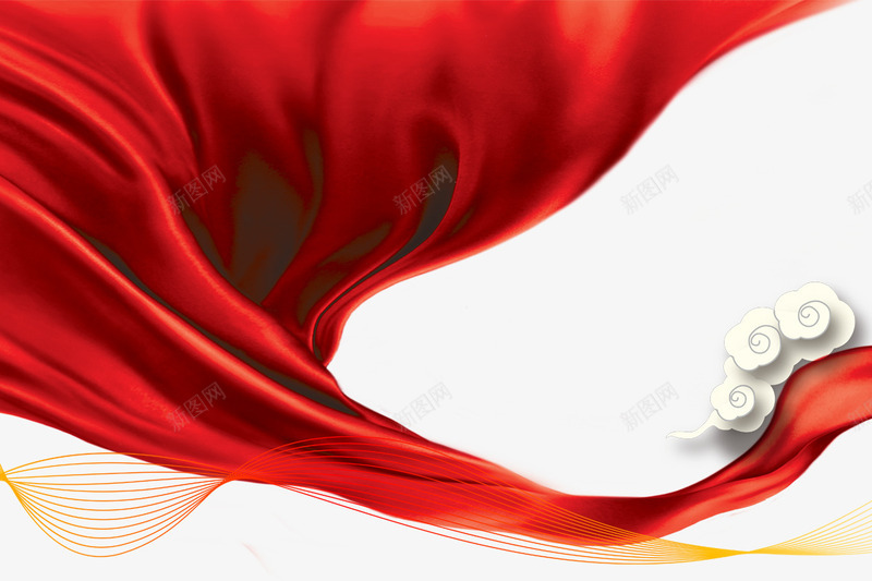 祥云红绸带psd免抠素材_88icon https://88icon.com 浜 瑁呴 绾壊 缁稿甫