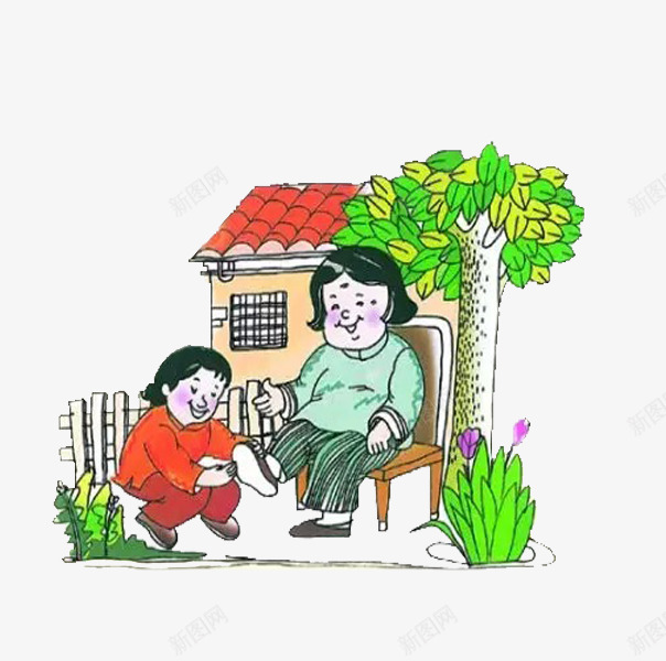 坐着的老人png免抠素材_88icon https://88icon.com 卡通 大树 孝敬爸妈 小女孩 房屋 手绘 简笔 红色的 老人