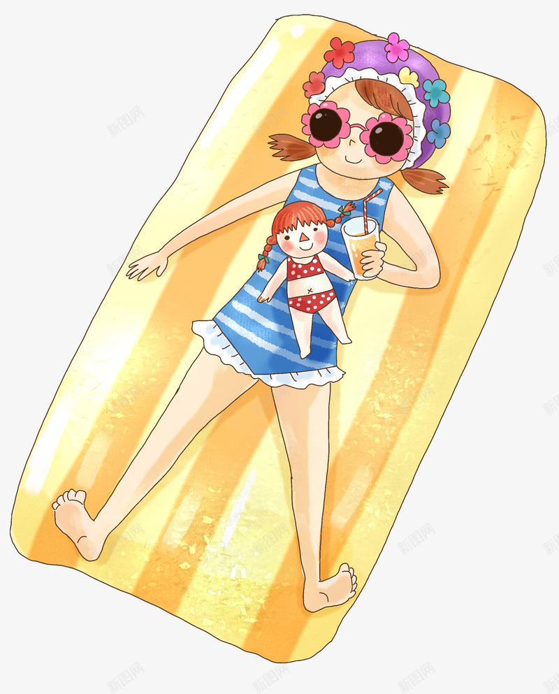 沙滩上的女孩卡通手绘人物png免抠素材_88icon https://88icon.com 人物 卡通 女孩 沙滩