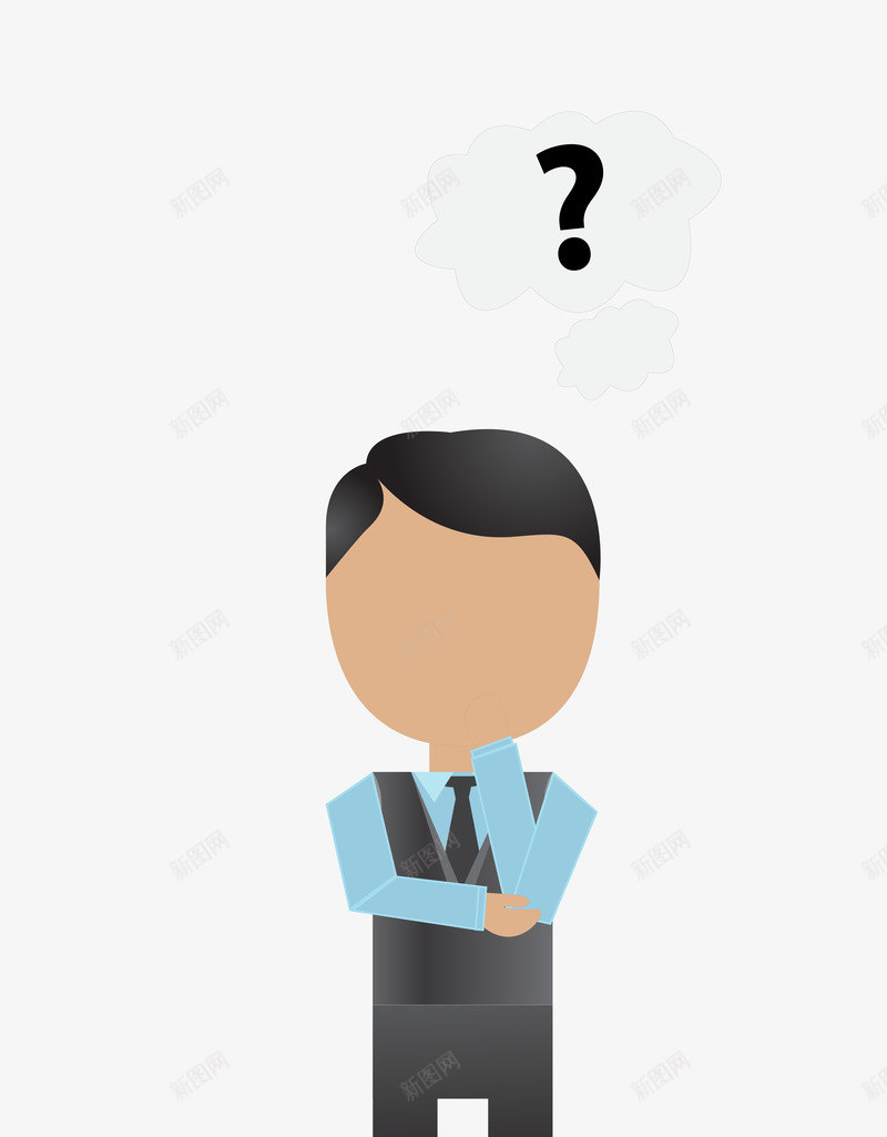 卡通扁平化人物思考psd源文件png免抠素材_88icon https://88icon.com 上班 卡通人物扁平化人物 忧虑 思考 白领 考虑 职业